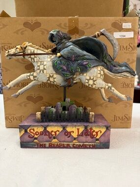 Jim Shore Headless Horse- Galloping Horse Figurine - Cream, Purple, Green, Black